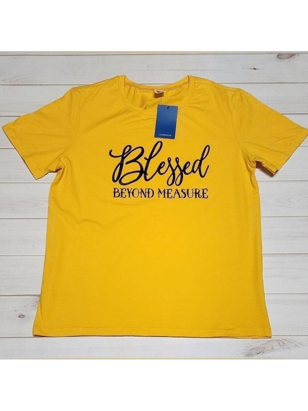 LookFace Blessed Beyond Measure Yellow Tee Large Youth - New With Tags